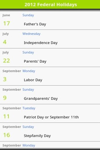 USA Federal Holidays 2013截图2