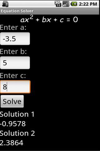 Quadratic Equation Solver截图1