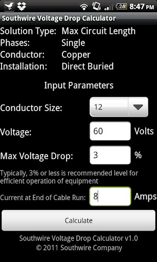 Southwire Volt Drop Calculator截图1