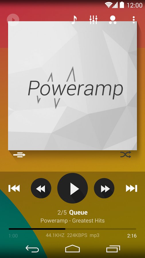 Poweramp skin Flat Transparent截图2