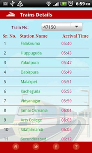 MMTS Train Timings截图1