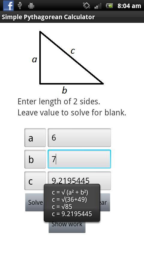 Simple Pythagorean Calculator截图3