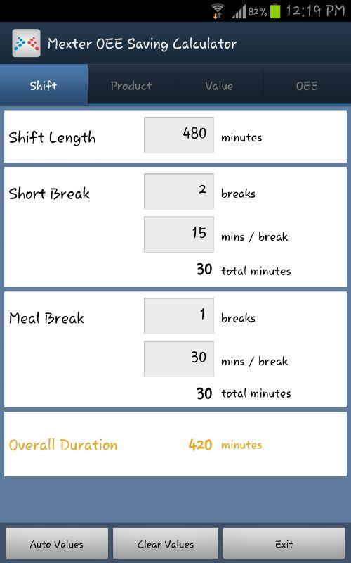 Mexter OEE Calculator截图2