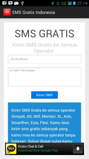 SMS Gratis Indonesia截图1