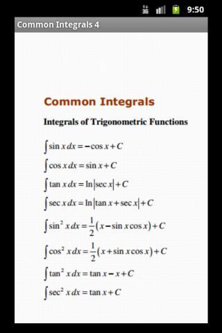 Maths Integration Formulas截图2