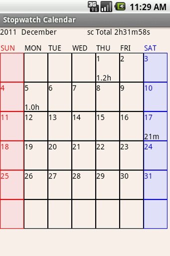 Stopwatch Calendar截图2