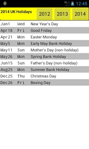 UK Holiday Calendar 2014截图3