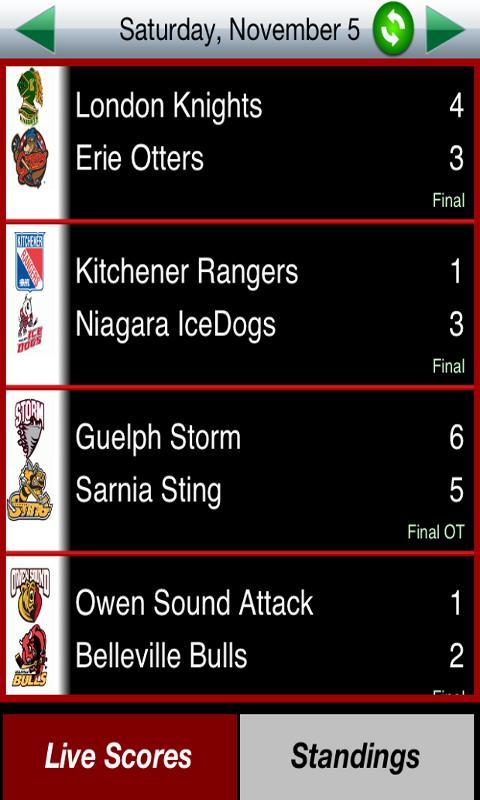 OHL Hockey Scores截图1