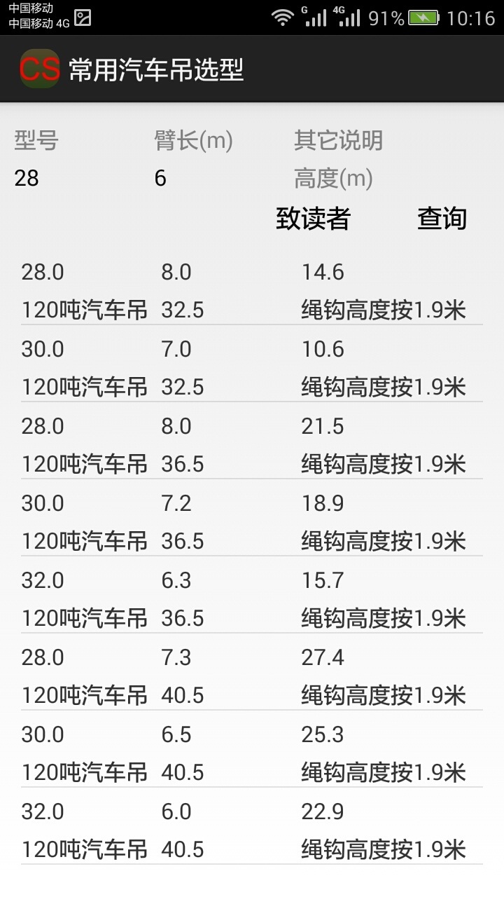 常用汽车吊选型截图2