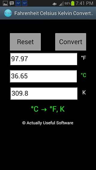 Fahrenheit Celsius Kelvin Conv截图4