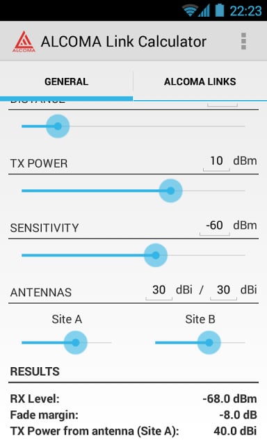 ALCOMA Link Budget Calculator截图1