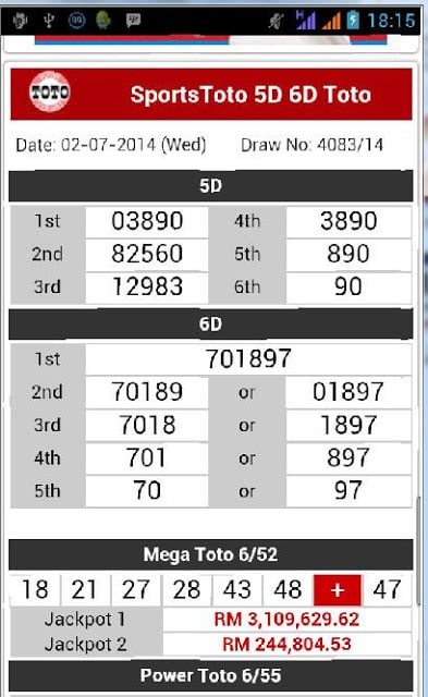 Toto Results Live截图3