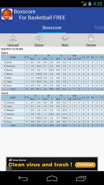 Boxscore For Basketball FREE截图1