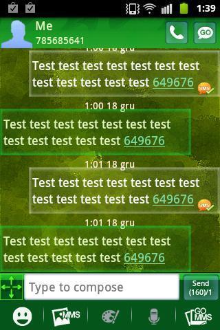 GO SMS Theme 短信临主题的绿色性质截图3
