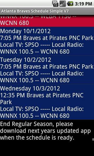 Simple Atlanta Braves Schedule截图3