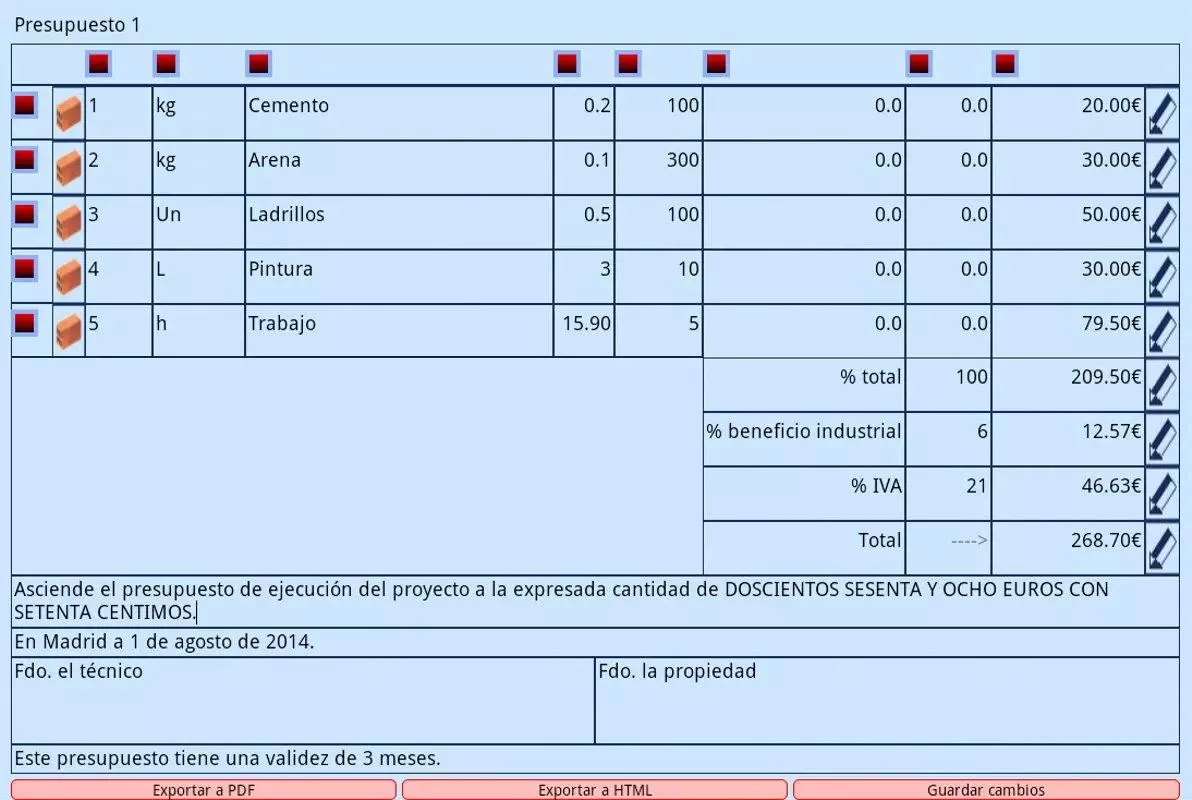 Presupuestos Construcción Demo截图3