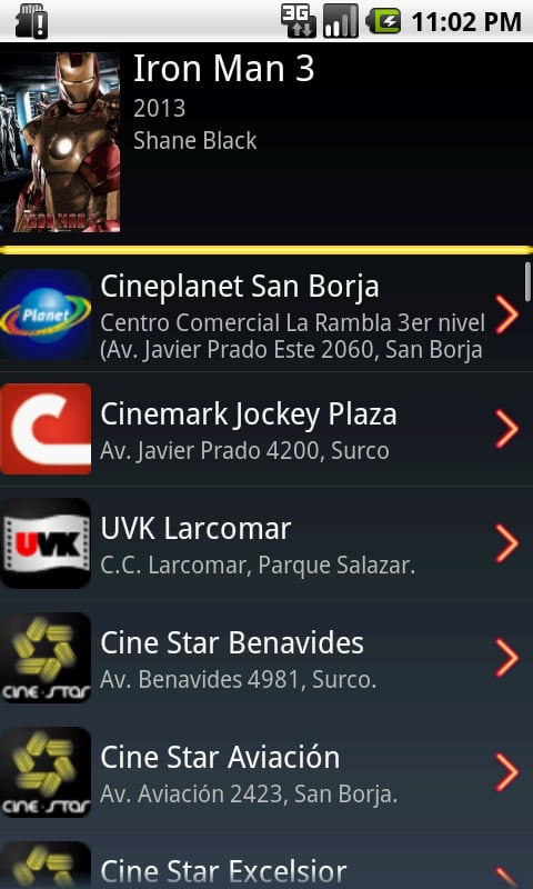 Cine Movil: Cartelera en Per&uacute;截图5