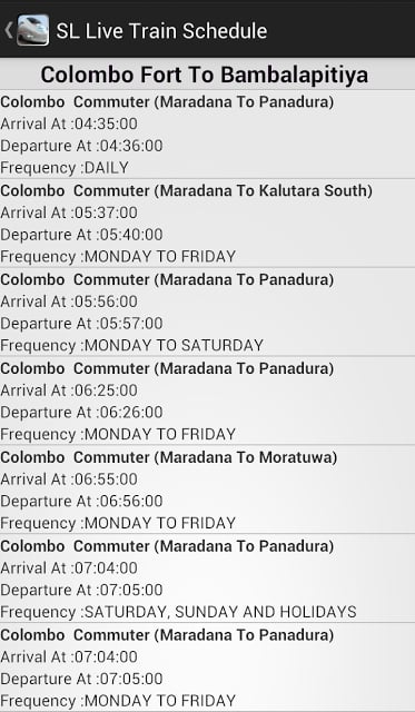 斯里兰卡火车时刻表 Sri Lankan Live Train Schedule截图2