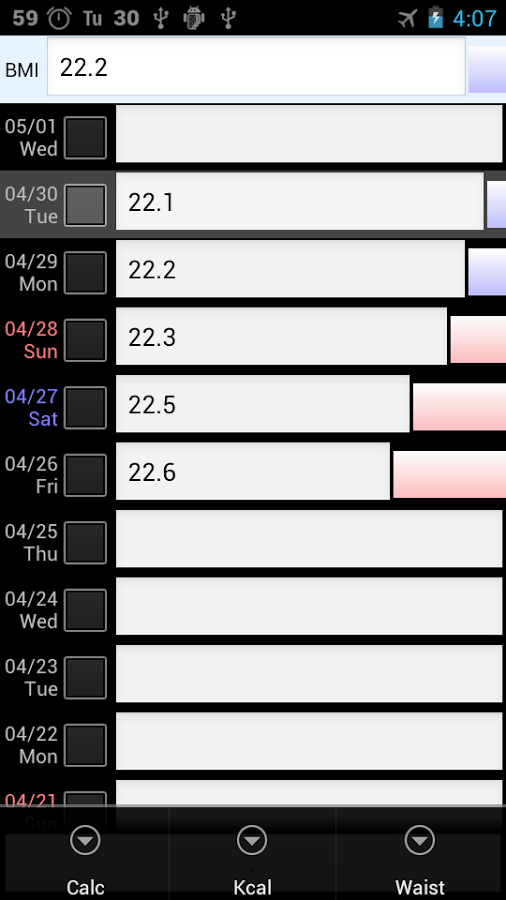 BMI圖表日曆截图2