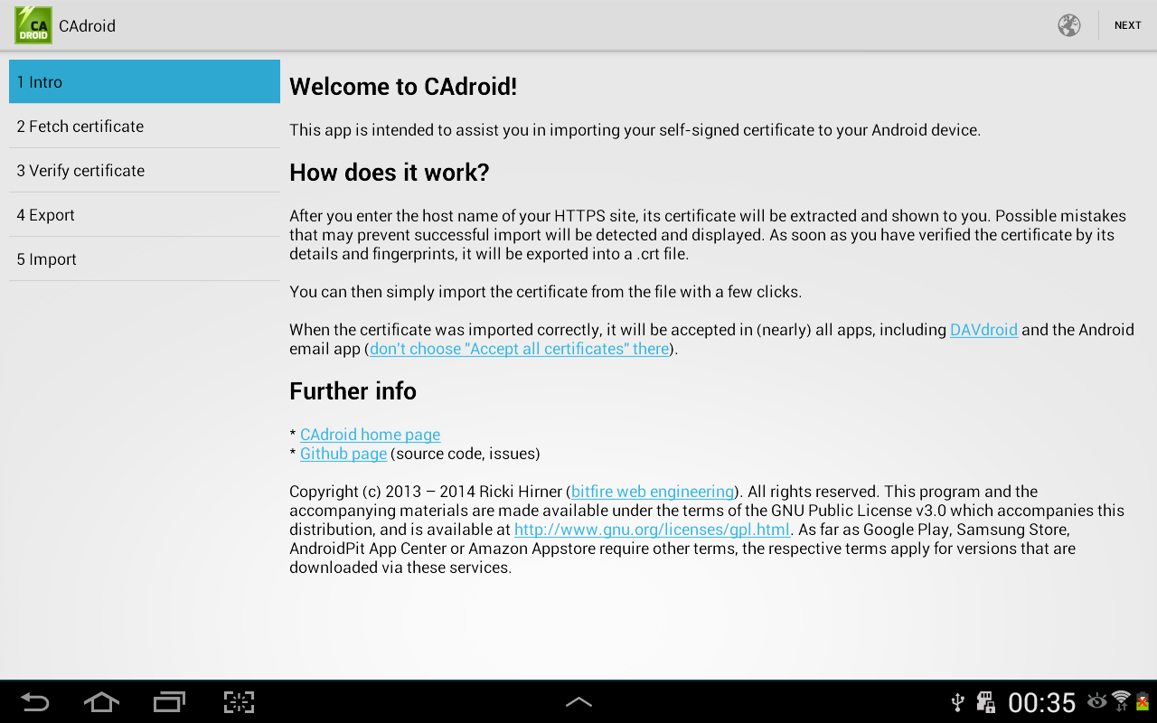 CAdroid – Import Certificates截图3