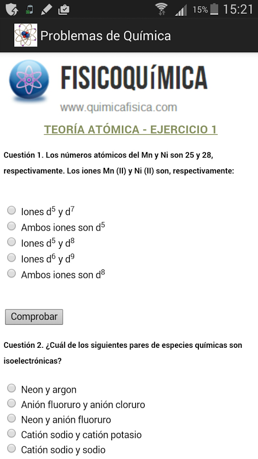 Problemas de Química (Test)截图1