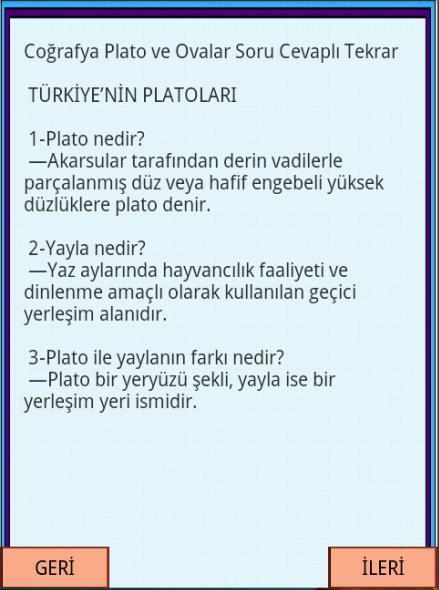 KPSS COĞRAFYA Plato ve Ovalar截图2