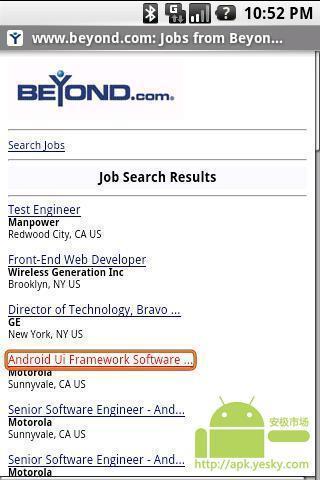 在Beyond.com搜索职位截图2