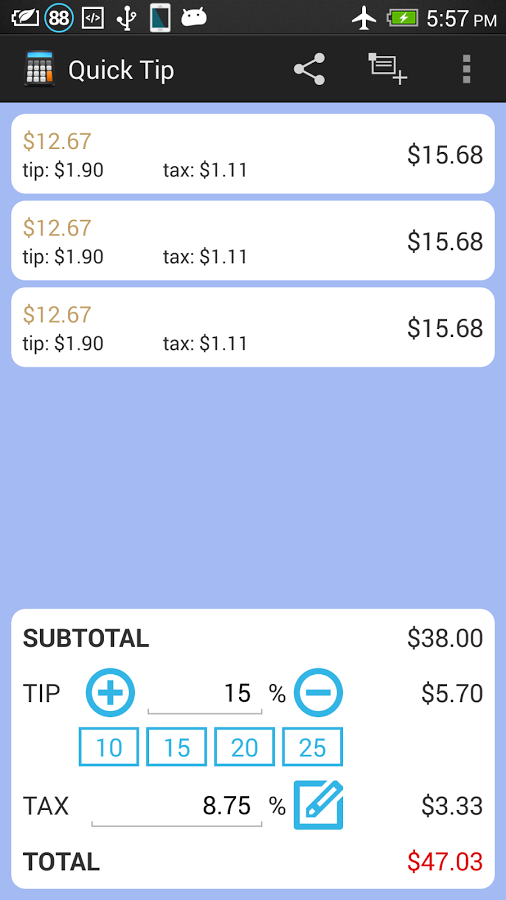 Quick Tip - Tip Calculator截图7