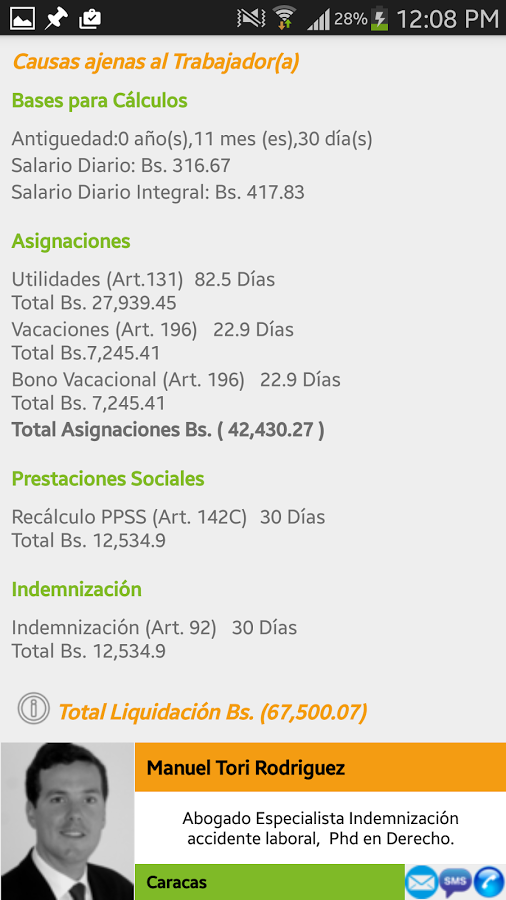 Cálculo Prestaciones Sociales截图3