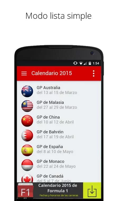 Fórmula 1 Calendario 2015截图4