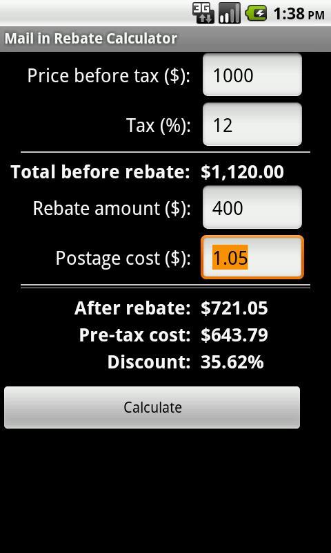 Mail in Rebate Calculator截图4