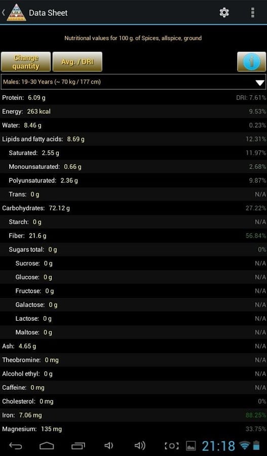 Nutritional Values截图4