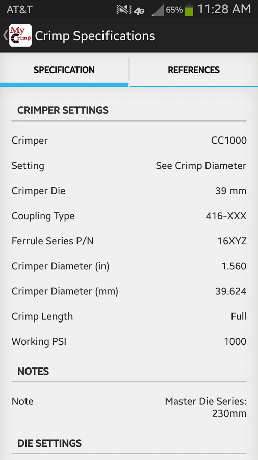 MyCrimp – Crimp Specifications截图3