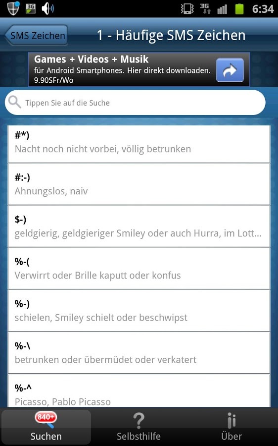 SMS Zeichen & Abkürzungen Free截图1