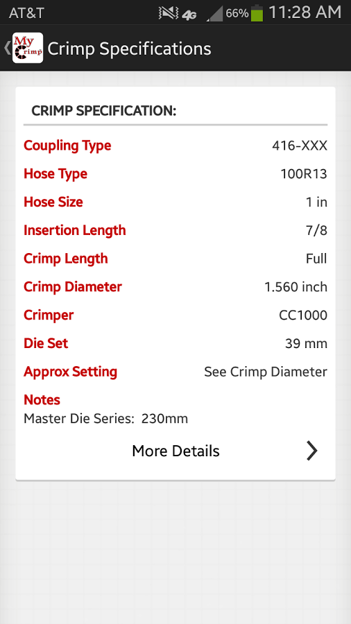 MyCrimp – Crimp Specifications截图2