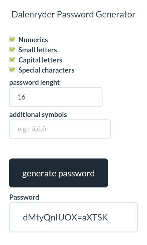 Dalenryder Password Gene...截图2