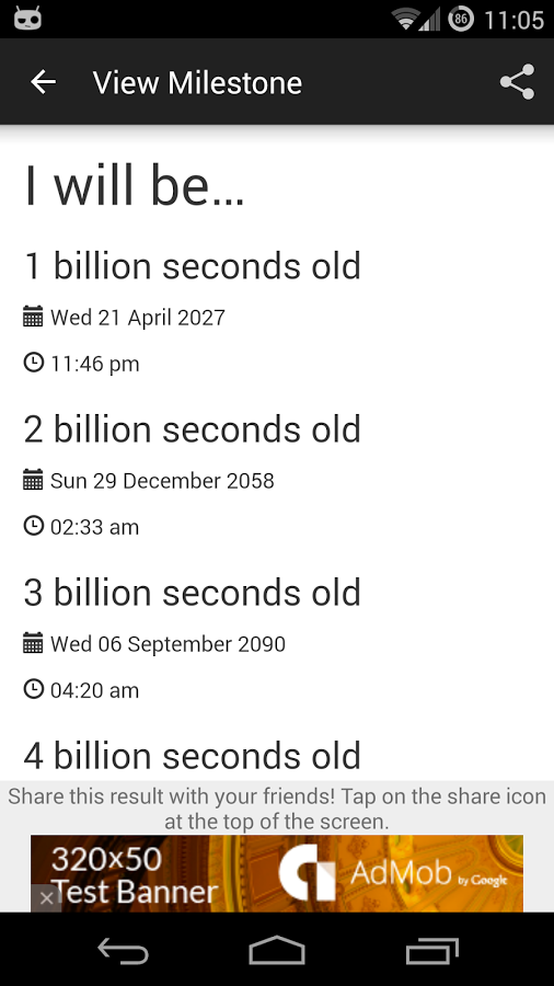 Age in Seconds · Milestones截图3