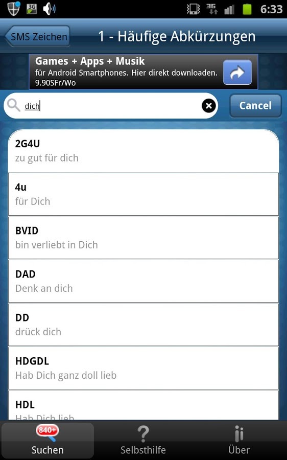 SMS Zeichen & Abkürzungen Free截图4