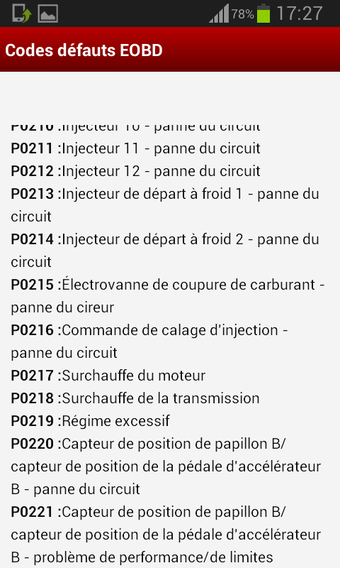 Tous Les Codes Défauts EOBD截图4