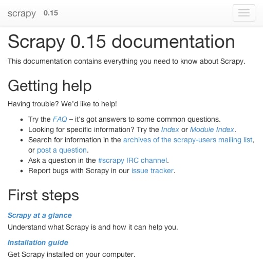 python scrapy doc截图1