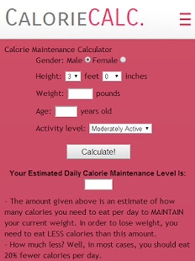 Calories Calculator截图2