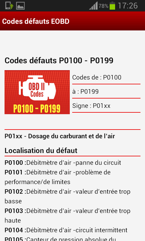 Tous Les Codes Défauts EOBD截图3