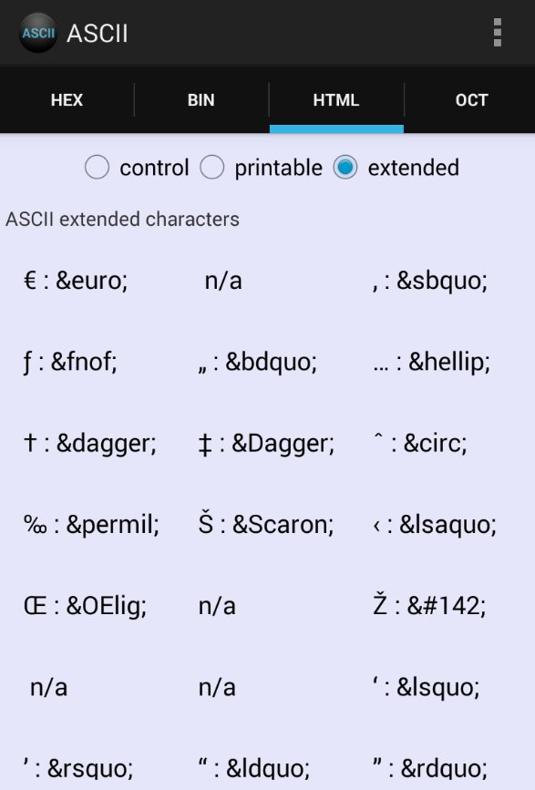 ASCII &amp; HTML Tabelle截图3