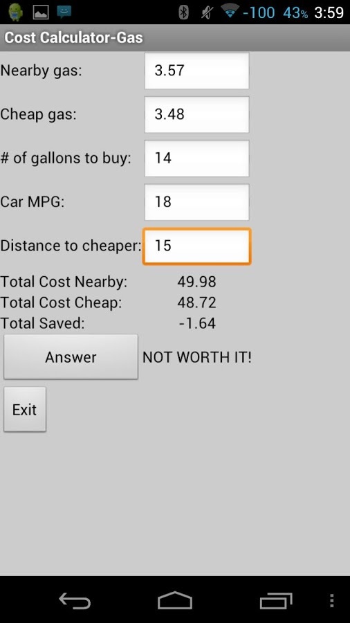 Cost Calculator-Gas截图1