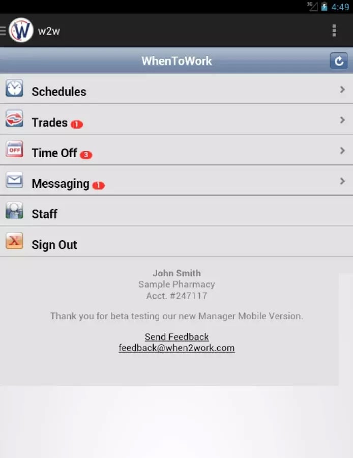 w2w : WhenToWork Mobile ...截图5