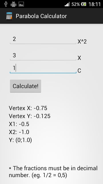 Parabola Calculator截图2