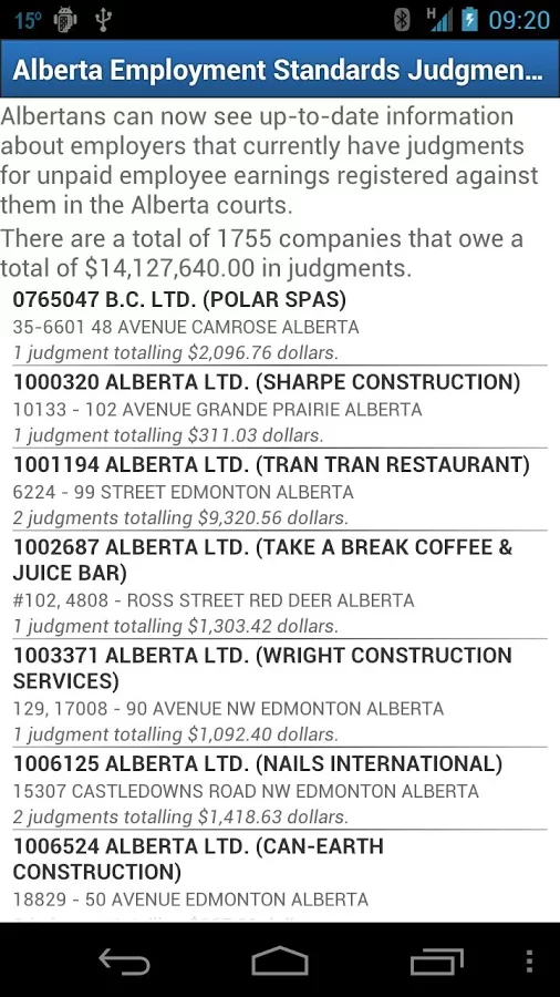 Alberta Employment Judgments截图1