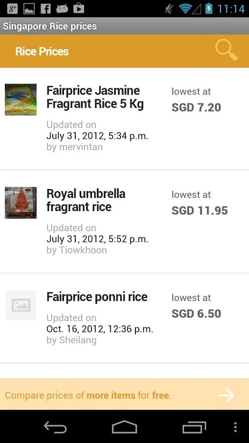 Singapore Rice prices截图2