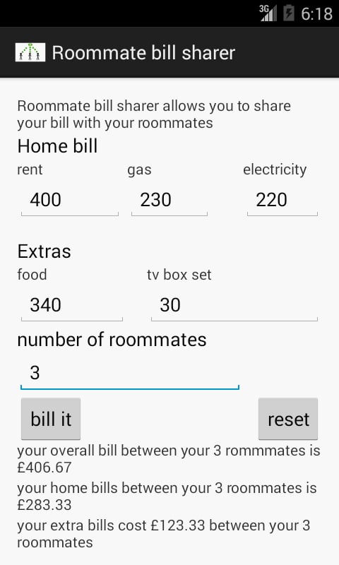 Roommate bill sharer截图1