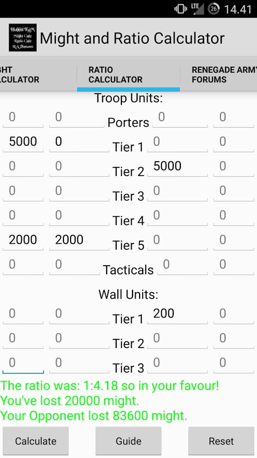 KoM:Might and Ratio Calc...截图1